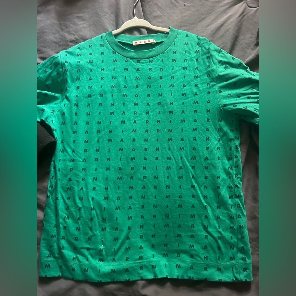 Marni Green Logo Print kids Shirt